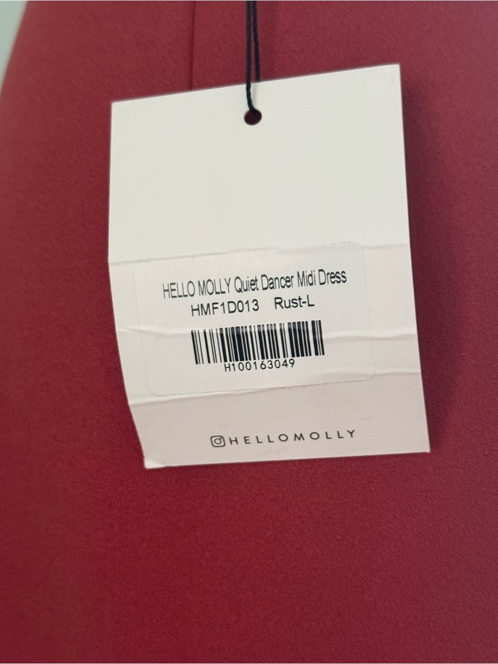 🆕 Hello Molly “Quiet Dancer” Rust Asymmetrical Midi Dress / NWT! / L - Picture 7 of 9